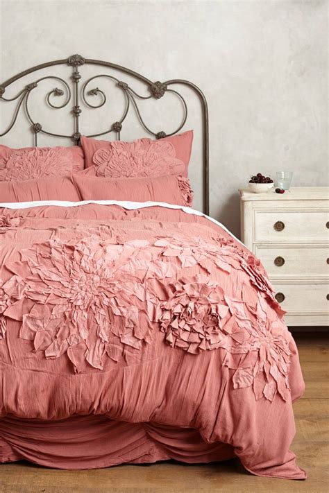 Anthropologie Georgina Queen Duvet Cover 2 Euro Shams Rose Bedding