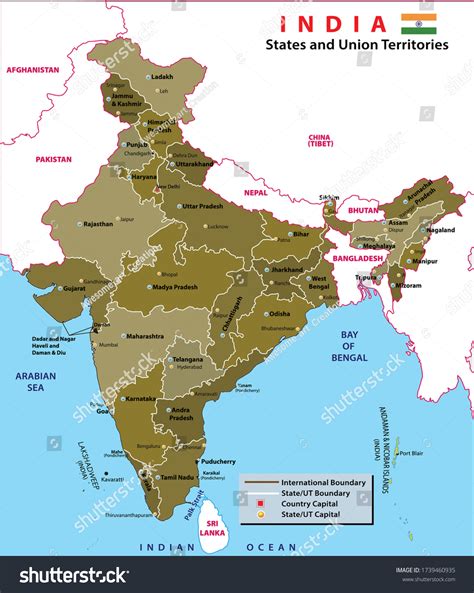 India Map Political Map India States Stock Vektor Royaltyfri
