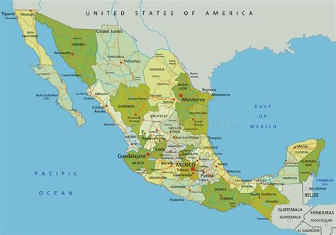 Mapa Político De México Con Nombres Ilustración Del Vector