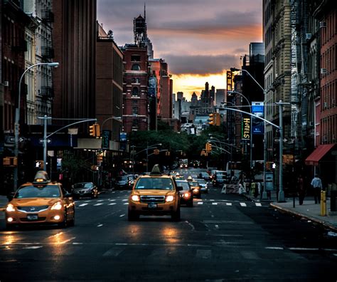 Download New York Street Taxi Dawn Hd Wallpaper By Walterk46 New