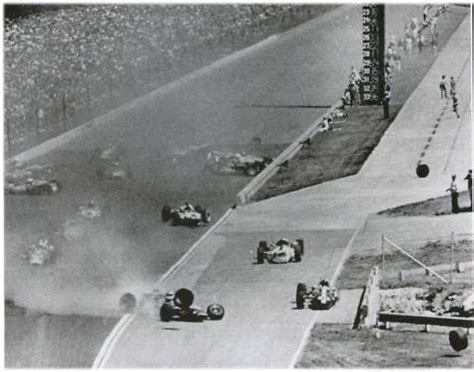Jim Clark Dan Gurney Aj Foyt 1966 First Lap Crash Indy 500 8 X 10 Photo