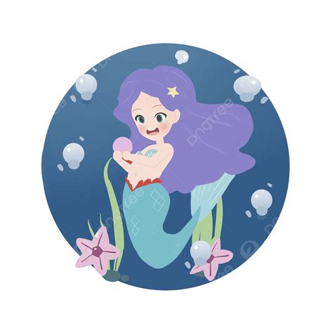 Purple Mermaid White Transparent Cute Ocean Purple Mermaid Mermaid