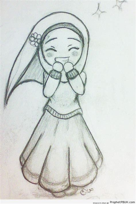 Happy Cute Hijabi Girl Chibi Drawing Chibi Drawings Cute Muslim
