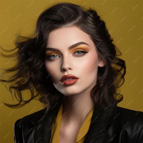 Premium Ai Image A Woman With A Yellow And Orange Make Up On Her Face