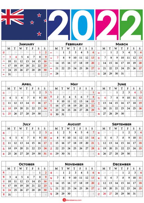2022 New Zealand Calendar With Holidays 2022 New Zealand Calendar