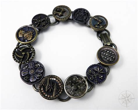 Antique Victorian Button Bracelet Heirloom Collection Brass