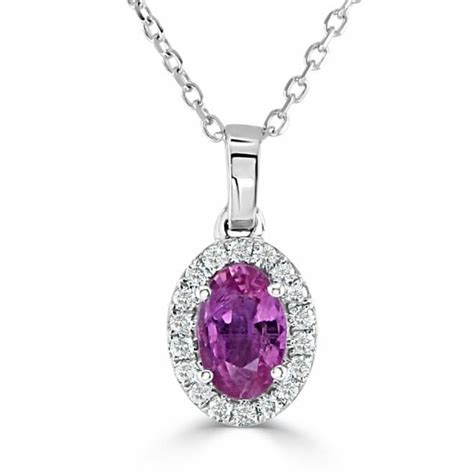 18ct Gold Oval Cut Pink Sapphire And Diamond Cluster Pendant Dp1498