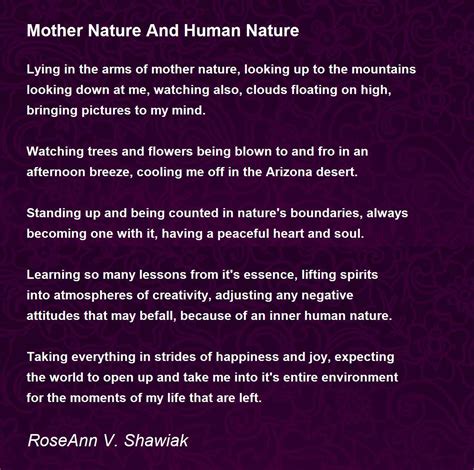Mother Nature And Human Nature Mother Nature And Human Nature Poem By
