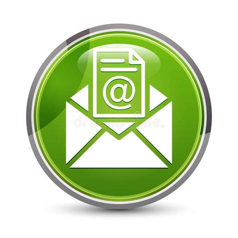 Newsletter Email Icon Elegant Green Round Button Vector Illustration