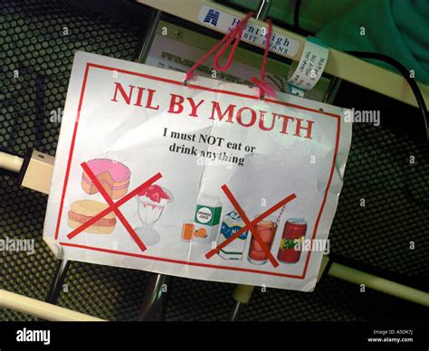Nil By Mouth Hospital Sign Stock Photo Alamy