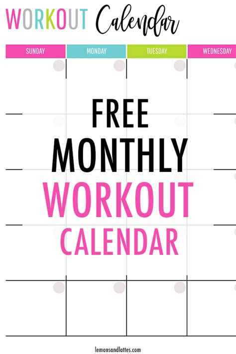 Simple design and easy to use. Monthly Workout Calendar (free printable) in 2020 ...