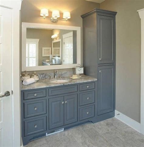 Understanding the appeal of a double vanity and the impact it can have on your home and lifestyle can help you determine if it is what your bathroom has been missing. I would really like all of this. Greige Bathroom | Bathroom linen tower, Bathroom vanity storage ...