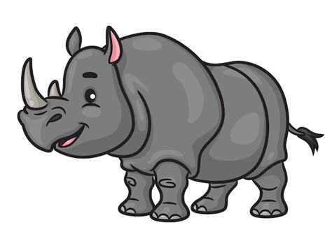 Dibujos Animados De Rinoceronte Vector Premium