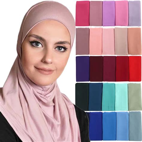 muslim underscarf women veil hijab bonnet ladies scarf turbans head scarves solid color hijabs