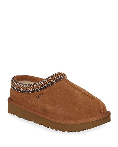 Ugg Tasman Suede Fur Lined Slippers Neiman Marcus