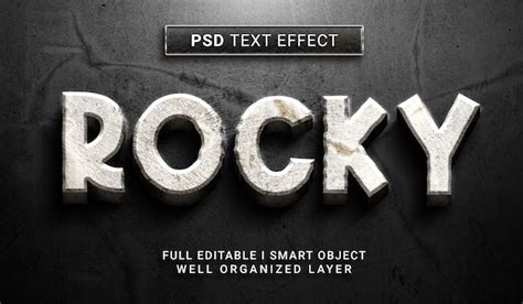 Premium Psd Rocky 3d Style Text Effect