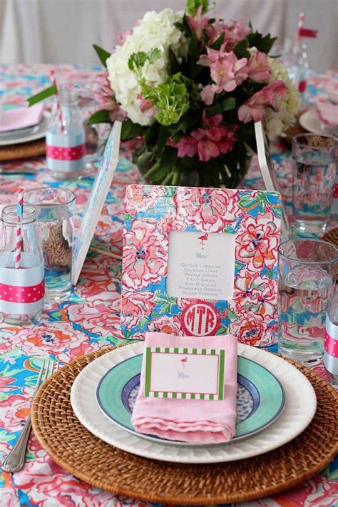 monograms and lilly themed preppy birthday brunch {decor ideas} birthday brunch lilly party