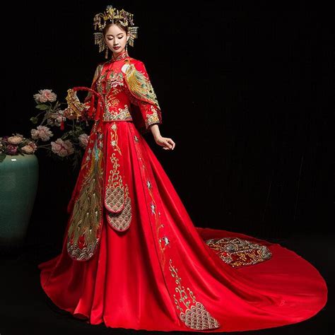 Bride Cheongsam Vintage Chinese Style Wedding Dress Retro Toast