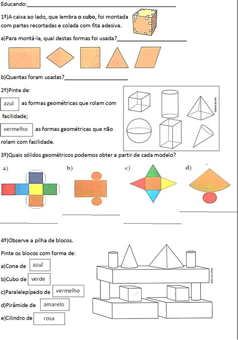 Atividades Com Solidos Geometricos 3 Ano Educa