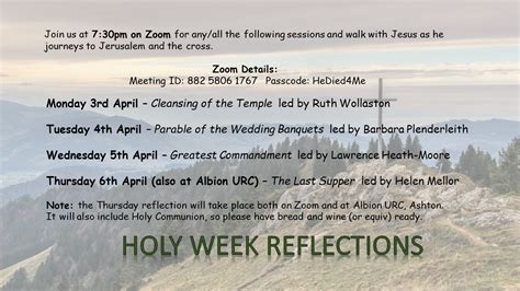 Holy Week Reflections Churches Working Together