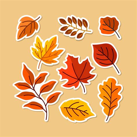 Fall Autumn Season Floral Leaves Sticker Collection 8778418 Vector Art