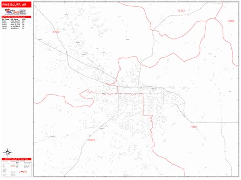 Pine Bluff Arkansas Wall Map Red Line Style By Marketmaps Mapsales
