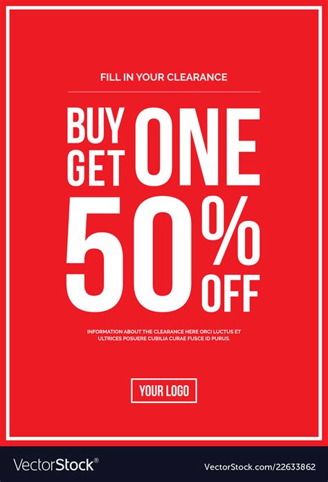 Buy One Get One 50 Off Sign Royalty Free Vector Image
