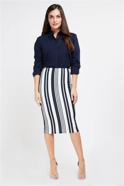 Vertical Striped Midi Skirt Just 6