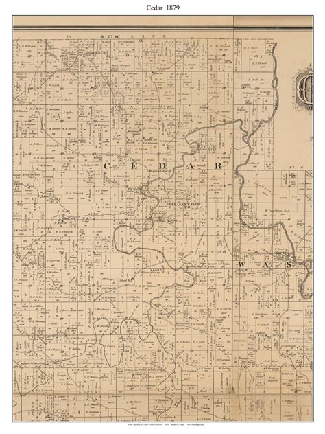 This Map Is A Custom Made Excerpt From The Cedar County Missouri Wall