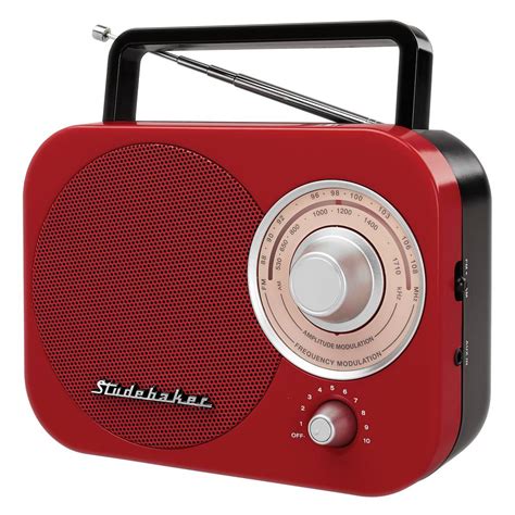Studebaker Portable Amfm Radio In Red Sb2000rb The Home Depot