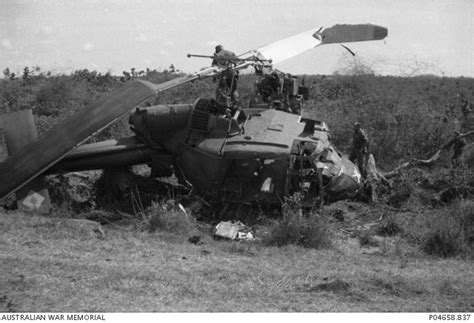 A Crashed Uh 1h Helicopter Gunship From The United States Us 190th