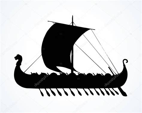 Antigua Nave Vikinga Dibujo Vectorial 2024