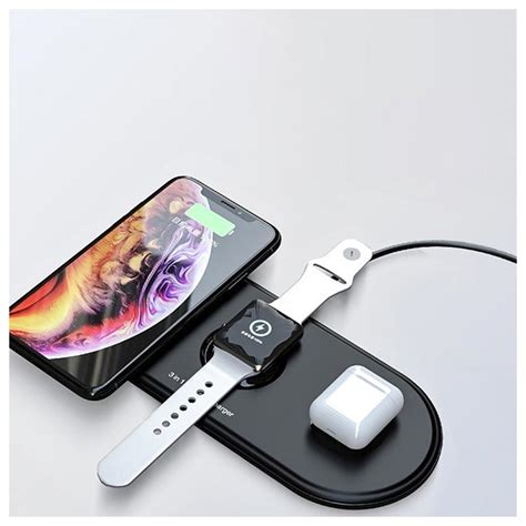 3 In 1 Wireless Charger For Iphone Apple Watch And Airpods W41 Black