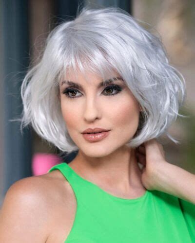 Short Straight Bob Silver Grey Wigs Hair With Bangs Synthetic Cos Hair