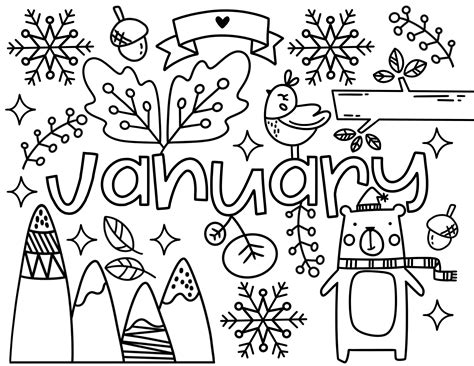 January Coloring Page Enero Hoja Para Colorear Coloring Pages To
