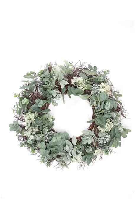 Goodness And Grace 22 Inch Eucalyptus And Mini Flowers Wreath Belk