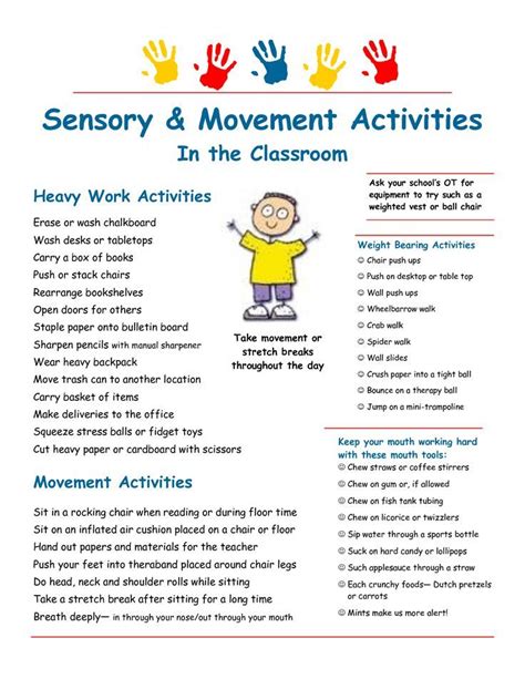 Sensory Strategies And Heavy Work Suggestions For The Classroom