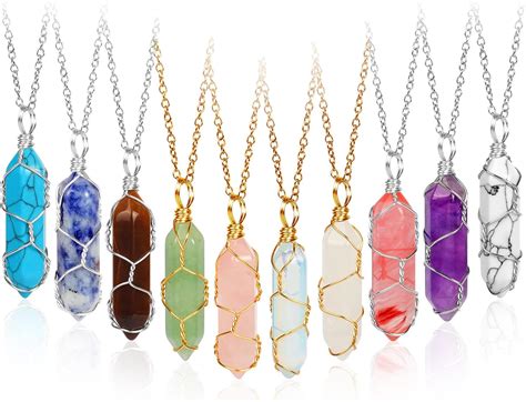 Lot De Colliers Hexagonaux En Cristal Pierres Naturelles De Quartz