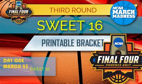 March Madness Sweet 16 Bracket March Madness Bracket Printable