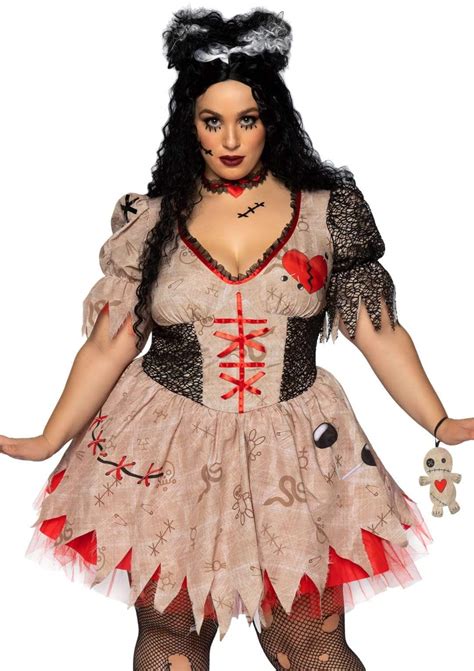Plus Size Deadly Voodoo Doll Costume Dress Set For Women Leg Avenue