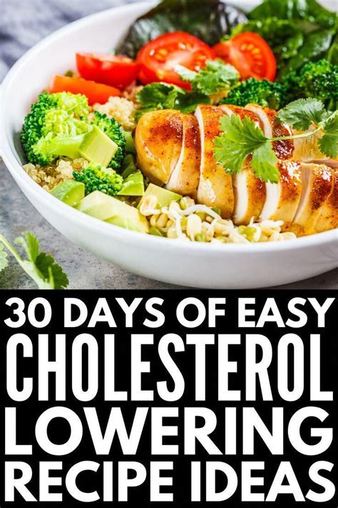 Need to cut back on cholesterol? 30 Days of Cholesterol Diet Recipes You'll Actually Enjoy in 2020 | Healthy eating menu, Heart ...
