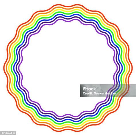 Warna Pelangi Bingkai Bulat Bingkai Lingkaran Dengan Pola Garisgaris