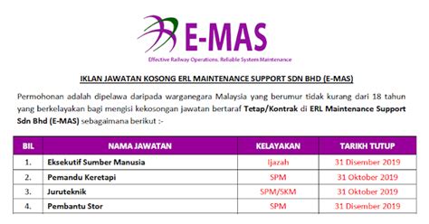 Untuk pendaftaran permohonan upu online sesi 2021/2022, anda tidak perlu membeli pin upu dan hanya perlu mendaftar, log masuk, dan mengisi maklumat peribadi. Jawatan Kosong ERL Maintenance Support Sdn Bhd (E-MAS)