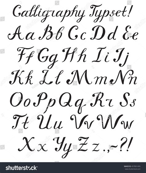 Hand Drawn Brush Calligraphy Alphabet Letters Stock Vector Royalty