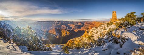 Desert View Watchtower Grand Canyon National Park South Rim Winter Snow