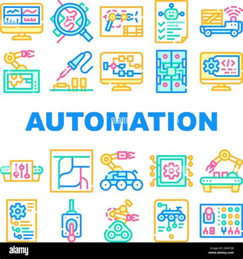 Automation Engineer Collection Icons Set Vector Illustrations Stock