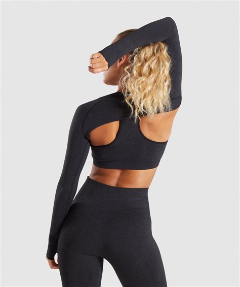 gymshark vital seamless shrug black marl 1 gym clothes women womens workout outfits chic