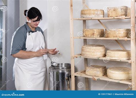 Cheesemaker Pours The Rennet With A Syringe Stock Image Image Of