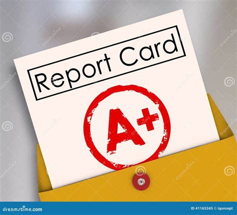 Report Card A Plus Top Grade Rating Review Evaluation Score Stock