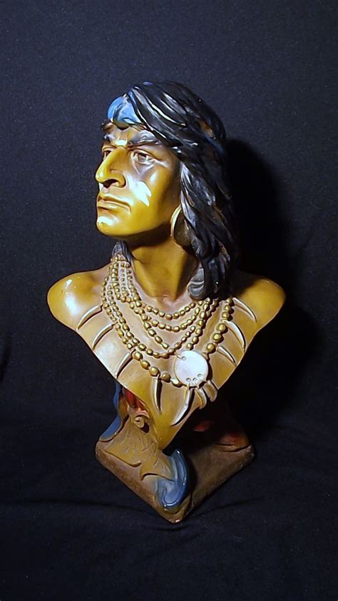 Large Vintage Plaster Bust Of An American Indian Warrior From Molotov